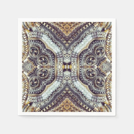 Kaleidoscopische grijze gouden medaillon steampunk servet (Voorkant)