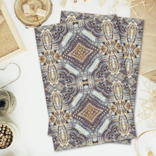 Kaleidoscopische grijze gouden medaillon steampunk tissuepapier
