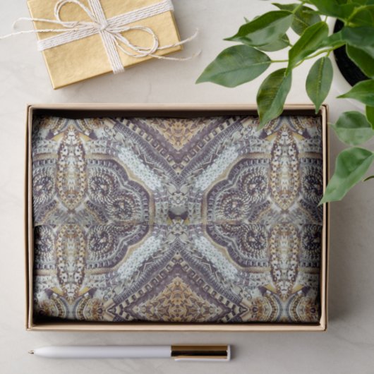Kaleidoscopische grijze gouden medaillon steampunk tissuepapier (Geschenk)