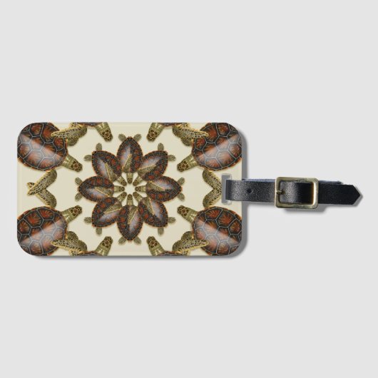 Kaleidoscopische groene schildpadden Bagagelabel (Voorkant (horizontaal))
