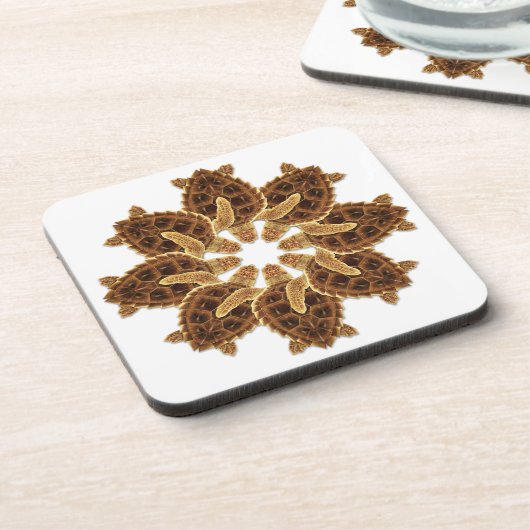 Kaleidoscopische Loggerhead Zee Turtle Onderzetter (Linkerzijde)