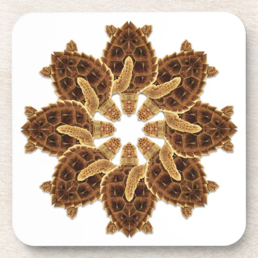 Kaleidoscopische Loggerhead Zee Turtle Onderzetter (Voorkant)