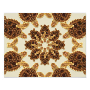 Kaleidoscopische Loggerhead Zee Turtle Print Foto Afdruk
