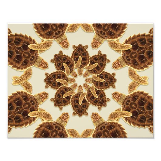 Kaleidoscopische Loggerhead Zee Turtle Print Foto Afdruk (Voorkant)