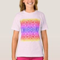 Kaleidoscopische mandala in blauw, geel en roze