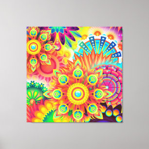 Kaleidoscopische Mandalas Kleurrijk Accent kussen Canvas Afdruk