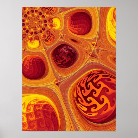 Kaleidoscopische Oranje Fractal Poster (Voorkant)
