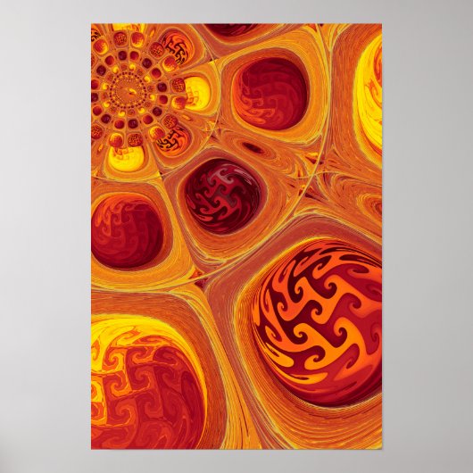 Kaleidoscopische Oranje Fractal Poster (Voorkant)