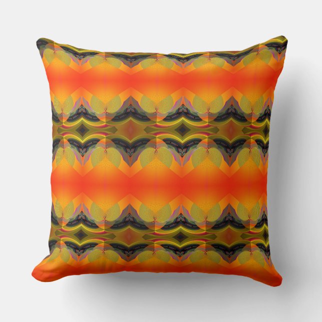 Kaleidoscopische Oranje  Kussen (Voorkant)