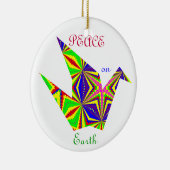 Kaleidoscopische Peace Crane Ornament. 1 Keramisch Ornament (Rechts)