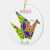 Kaleidoscopische Peace Crane Ornament. 1 Keramisch Ornament (Links)