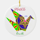 Kaleidoscopische Peace Crane Ornament. 1 Keramisch Ornament (Achterkant)