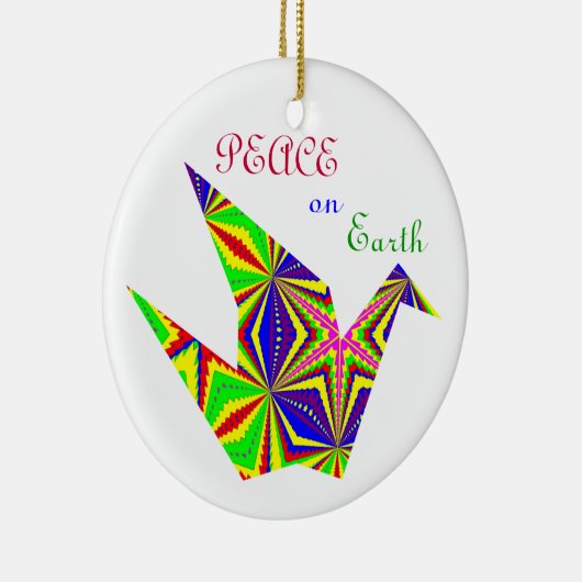Kaleidoscopische Peace Crane Ornament.2 Keramisch Ornament (Rechts)
