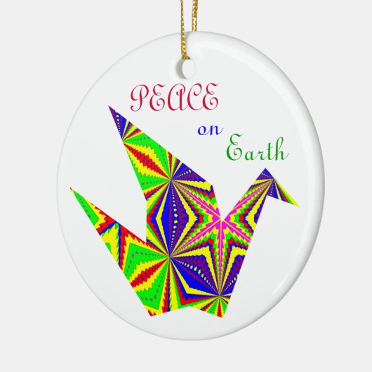 Kaleidoscopische Peace Crane Ornament.2 Keramisch Ornament (Links)