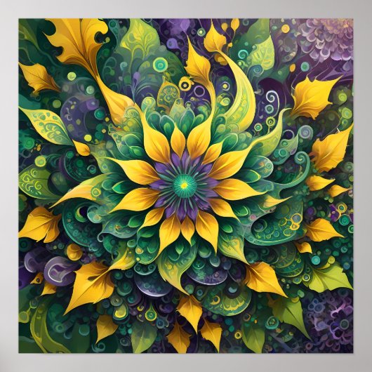 Kaleidoscopische uitbarsting - levendige Abstracte Poster (Voorkant)