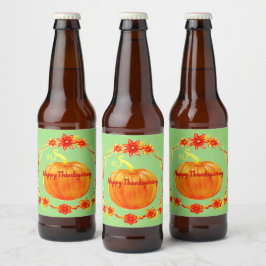 Kaleidoscopische waterverf pompoen op groen voor T Bier Etiket