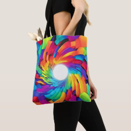 Kaleidoscopische Werveling: Een Kleurrijke Reis Tote Bag