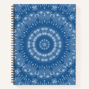 Kaleidoscopische zomercirkel mozaïekdruk blauwe co notitieboek