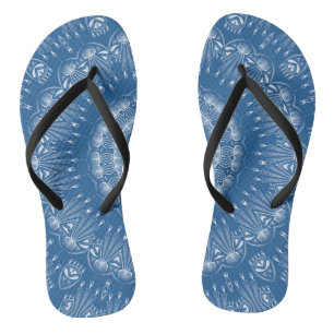 Kaleidoscopische zomercirkel mozaïekdruk blauwe co teenslippers