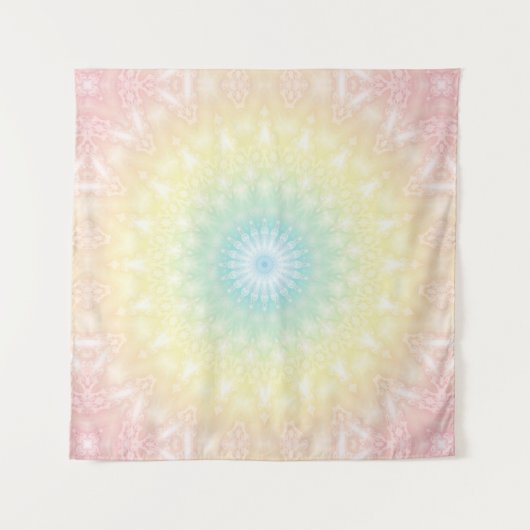 Kaleidoscopische zomercirkel mozaïekdruk pastel co wandkleed (Voorkant)