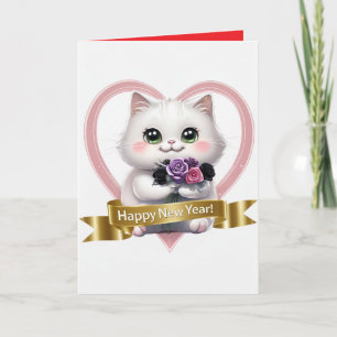 Kalendar 2025 Met Cute Witte Kat Persoonlijk Kaart