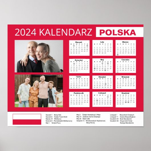Kalendarz z własnymi zdjęciami 2024 Polen | Poster (Voorkant)