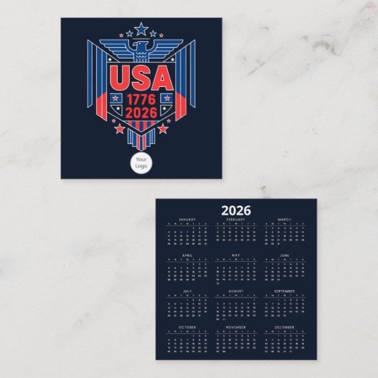 Kalender 1776-2026 VS  Vierkante Visitekaartje (Voorkant / Achterkant)