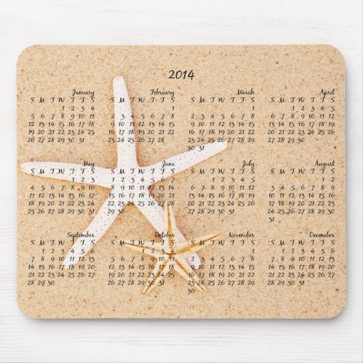 Kalender 2014 - Starfish Mousepad Muismat (Voorkant)