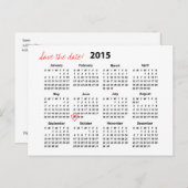 Kalender 2015 Opslaan van de datum Briefkaart (Voorkant / Achterkant)