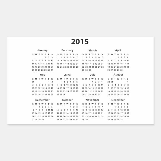 Kalender 2015 rechthoekige sticker (Voorkant)
