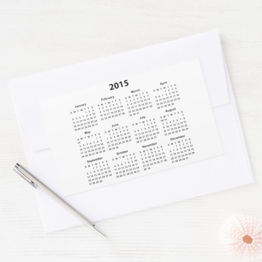 Kalender 2015 rechthoekige sticker (Envelop)