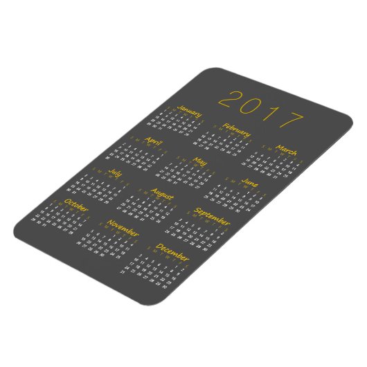 Kalender 2017 Magnet - Golden Yellow & Dark Grey Magneet (Linkerzijde)