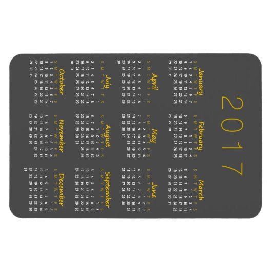Kalender 2017 Magnet - Golden Yellow & Dark Grey Magneet (Horizontaal)