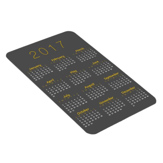 Kalender 2017 Magnet - Golden Yellow & Dark Grey Magneet (Rechterzijde)