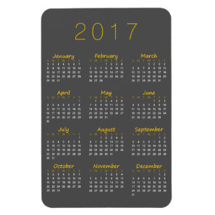 Kalender 2017 Magnet - Golden Yellow & Dark Grey Magneet
