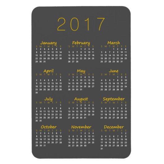 Kalender 2017 Magnet - Golden Yellow & Dark Grey Magneet (Verticaal)