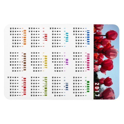 Kalender 2017 Magnet - Pink Peach Tulips Garden Magneet (Horizontaal)