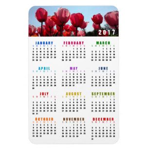 Kalender 2017 Magnet - Pink Peach Tulips Garden Magneet