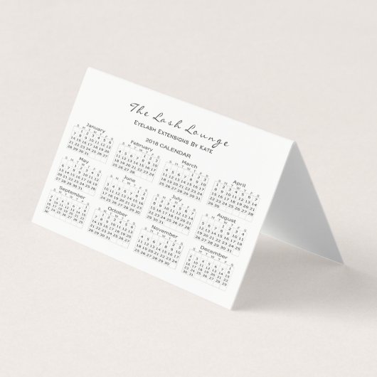 Kalender 2018 Beauty Studio Hair Styli Lashes Logo Visitekaartje (Voorkant)