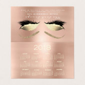 Kalender 2018 Beauty Studio Wimpers Roze Roze Ogen Visitekaartje (Buitenkant ongevouwen)