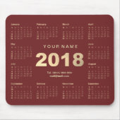 Kalender 2018 Bourgogne Gouden Naam Contact Webnum Muismat (Voorkant)