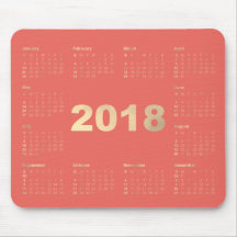 Kalender 2018 Koraal Faux Goud Metallic Minimaal