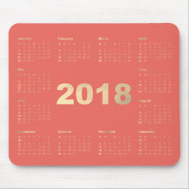 Kalender 2018 Koraal Faux Goud Metallic Minimaal Muismat