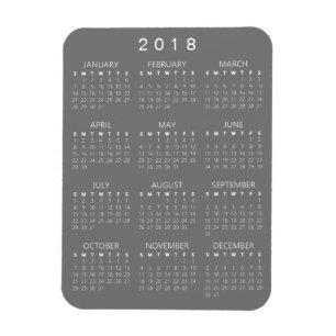 Kalender 2018 Magnet - Middelgrote grijs Magneet