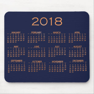 Kalender 2018 Metallic Blue Navy Copper Roos Gold Muismat
