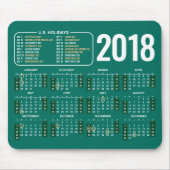 Kalender 2018 Mousepad met Amerikaanse Feestdagen Muismat (Voorkant)