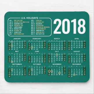 Kalender 2018 Mousepad met Amerikaanse Feestdagen  Muismat