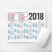 Kalender 2018 Mousepad met Amerikaanse Feestdagen Muismat (Met muis)