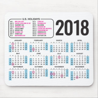 Kalender 2018 Mousepad met Amerikaanse Feestdagen Muismat