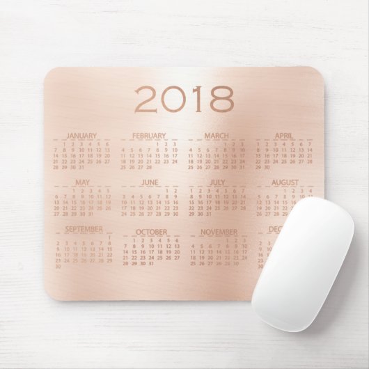 Kalender 2018 Roos Gouden Metallic Blush Muismat (Met muis)